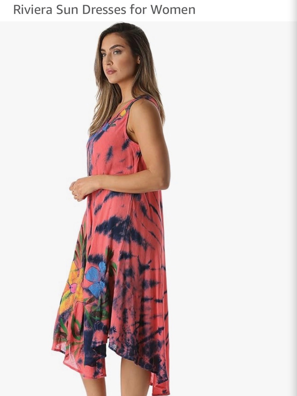 Riviera Sun Coral Tie-Dye Floral Swim Coverup Dress